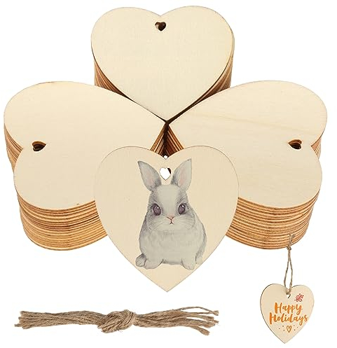 Holzherzen Deko,50 StüCk 8cm Holzherzen Zum Beschriften,DIY Handwerk,FüR Tischdeko Hochzeit Geburtstag Weihnachten Valentinstag GeschenkanhäNger,Handgemachter Wandbehang, Geschenk-GäStebuch