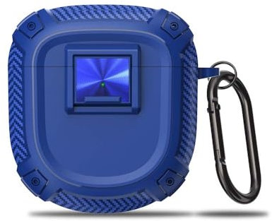 QINOUK Hülle für Bose QuietComfort Earbuds II, [Stoßfest] Robuste TPU-Schutzhülle mit Karabiner, Ganzkörperschutz, Kompatibel mit Bose QuietComfort Earbuds II-Blau