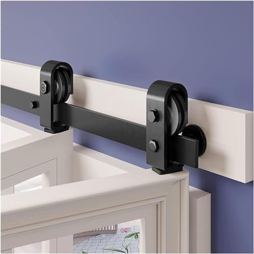 Barn Door Hardware kit Bi-Folding Sliding Barn Door Hardware Kit, Heavy Duty Black Roller Track Kit for 2/4 Doors Smoothly Quietly Easy to Install Strong and Durable (Color : 3.3FT for 2 Doors, Size