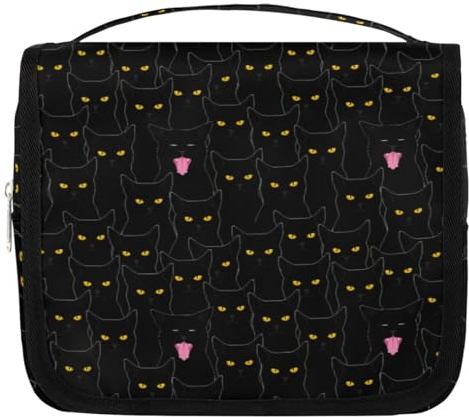 Reise-Kulturbeutel mit lustigen Katzen für Damen, Herren, Kinder, Mädchen, Jungen, schwarze Katzen, Make-up-Kosmetiktasche, hängende Waschtasche, Toilettenartikel, Organizer, Duschtasche, farbe, 4.5