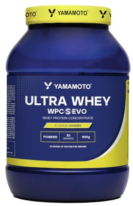 YAMAMOTO NUTRITION Ultra Whey WPC S EVO 900 g, Suplemento de Proteína de Suero Concentrada y Esporas de Bacilo, Aumento de la Masa Muscular, Sabor Galleta