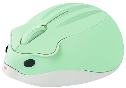 Kabellose Maus Cute Cartoon Hamster Shape Mouse Portable Travel 2.4GHz 1200DPI Optical Cordless Mouse mit USB-Empfänger Compact Silent Mäuse für Laptop PC Computer Mac für Kinder Geschenk, Grün