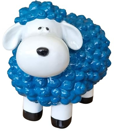Dekofigur Bunte Schafe Farbe wählbar Tierfigur lustige Gartendeko Indoor Outdoor, Farbe:blau