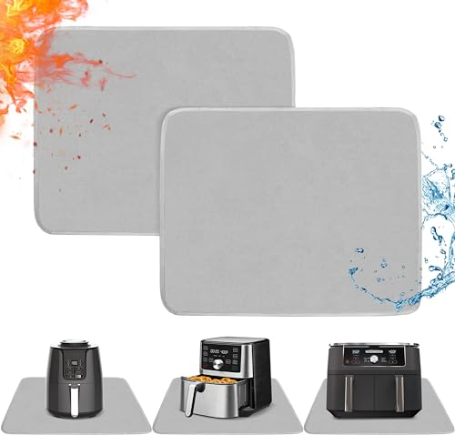 Amerbro Hitzebeständige Matten für Arbeitsplatte, feuerfest, 40,6 x 50,8 cm, hitzebeständige Matten für Luftfritteuse, Kaffeemaschine, Standmixer, Toaster, Ofen, 2 Stück, Grau