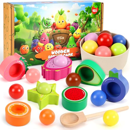LUVTOY Montessori Spielzeug ab 1 Jahr, Kinder Adventskalender Füllung für 1 2 3 Jahre, Holzspielzeug Weihnachten Geschenke für Kinder, Baby Motorikspielzeug für Mädchen Jungen