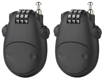 Maizoon 2 Pack Combination Password Padlock with 3 Digit Resettable Code Combo Retractable Steel Wire for Luggage Motorcycle Helmet Backpack School Locker Black