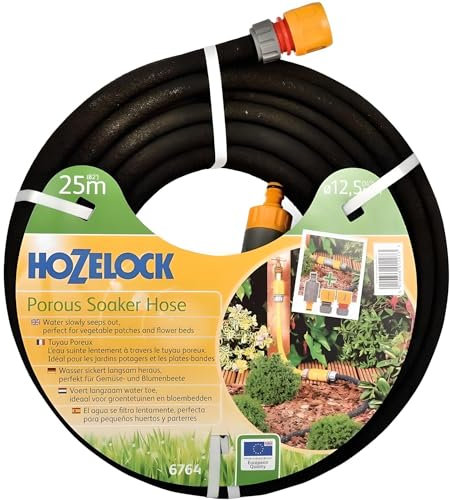 AMK® Hozelock Porous Soaker Hose 25m Water Saving Economic Irrigation Garden Gardening Plants Home Watering System Flowerbeds Vegetable Greenhouse