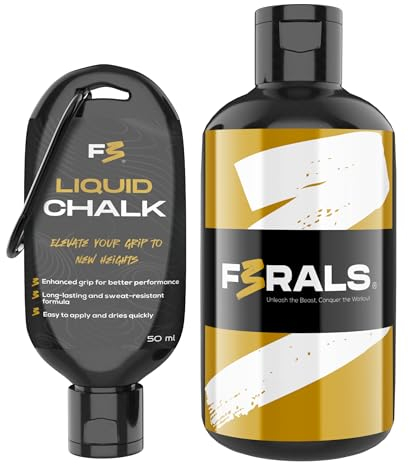 F3RALS ® Magnesite Liquida Palestra | Grip Senza Polvere Cross Training - Arrampicata Padel Tennis Antiscivolo | Gesso Liquido Antiscivolo - Calisthenics e Ginnastica Artistica (Pack: 250ML + 50ML)