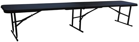 KG KITGARDEN - Banco Plegable Portátil Multifuncional, 183x28x43cm, Negro