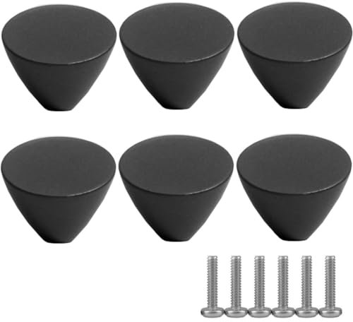 ZESLIV Pack of 6 Zinc Alloy Furniture Knobs, Drawer Knobs, Cabinet Door Knobs, 30 mm Furniture Knobs, Children's Room Furniture Knobs, Dark Grey