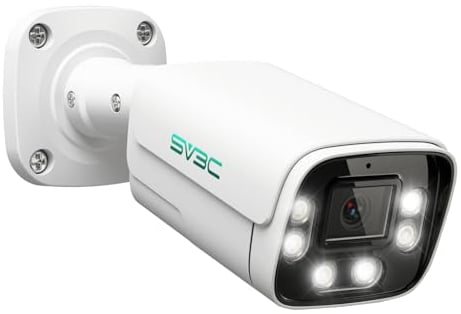 SV3C 4K POE IP Kamera Aussen, 8MP POE Überwachungskamera mit 120°Weitwinkel, Smart Bewegungserkennung, IR/Color Nachtsicht, 2-Wege Audio, Metallgehäuse, SD-Karten Aufzeichnung, RTSP, Onvif (Wired)