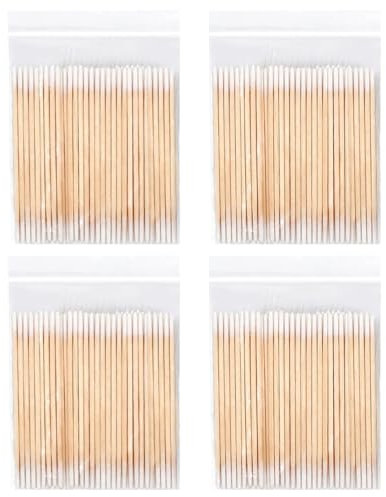 QEDBOJE 400 pcs Tamponi di cotone a doppia faccia, adatti per la pulizia delle orecchie, la bellezza e la cura della pelle, bastoncini per trucco usa e getta per la rimozione del trucco