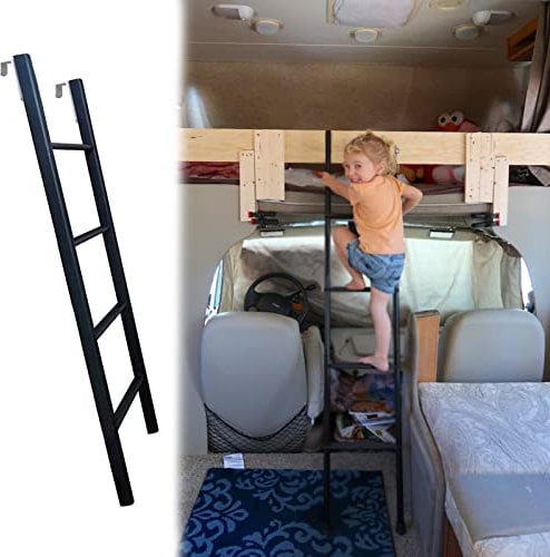 Black Bunk Bed Ladder for RV Camper Motorhome Home 4 Steps/5 Steps Space Saving Safety Step Ladder Twin Bed Side Ladder 140cm/55