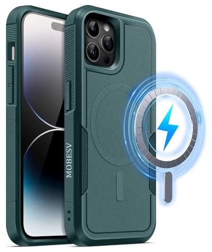 MOBESV Magnetisch Hülle für iPhone 14 Pro Max 6,7 Zoll, Handyhülle kompatibel mit MagSafe, Matte Stoßfeste Cover, Tannengrün
