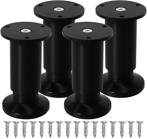 INMOZATA 4 Stück Möbelfüße Verstellbar 10cm Füße für Möbel mit Schrauben Metall Schwarz Möbelbeine für Schrank Sofa Bett Couchtisch