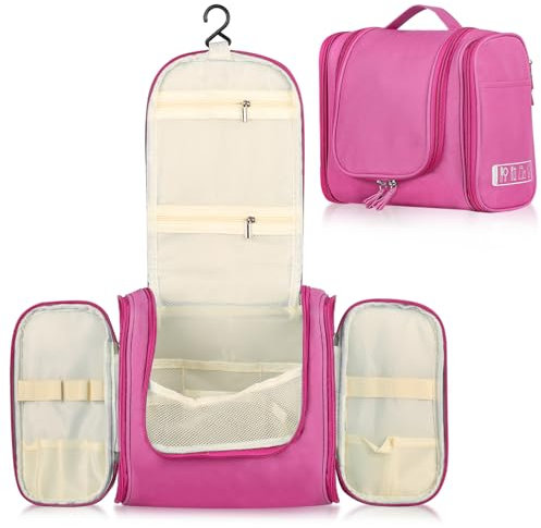 Boic Kulturbeutel Zum Aufhängen Für Damen, Herren, Waschtasche Damen Reise Kulturtasche Mit Haken Kulturtasche Zum Aufhängen Reise Zubehör Für Ausflüge (Rosa)