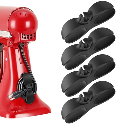 Cord Organizer for Kitchen Appliances 4 Pack Cord Wrap Cord Holder Cable Organiser for Mixer, Blender, Coffee Maker, Pressure Cooker, Air Fryer-Black