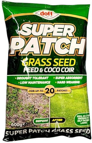 DIVAS SPIRITUAL Super Patch Grass Seed Feed and Coco Coir 600g Fast Acting Drought Tolerant Hard Wearing Low Maintenance Ideal for Lawn Repair