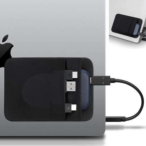Lacdo Mochila PortÁTil para Disco Duro para Laptop, Funda de 2 Bolsillos con Adhesivo Reutilizable, para SanDisk, Samsung, Crucial, Organizador de Funda de Disco Duro Externo SSD, Negro