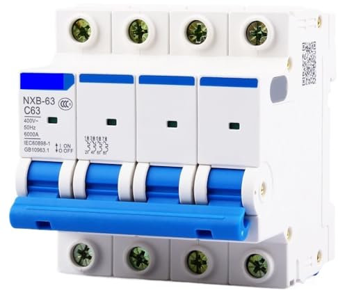 INOKAI Disjoncteur,Interrupteur Différentiel Disjoncteur Miniature 4P 1A 2A 3A 6A 10A 16A 20A 25A 32A 40A 63A 230V 380V(1A)