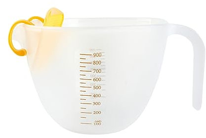 Filtro de herramientas de cocina, taza medidora de gran capacidad con huevo graduado, vaso batidor de plástico líquido, taza batidora de huevos, colador de látigo, lavadora de arroz (transparente