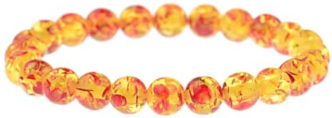 CYDXD Armband mit Runden Perlen aus Natürlichem Bernstein für Männer und Frauen,8mm Großer Elastischer Armreif aus Natürlichem Edelstein für Teenager-Mädchen,Freundschaftse