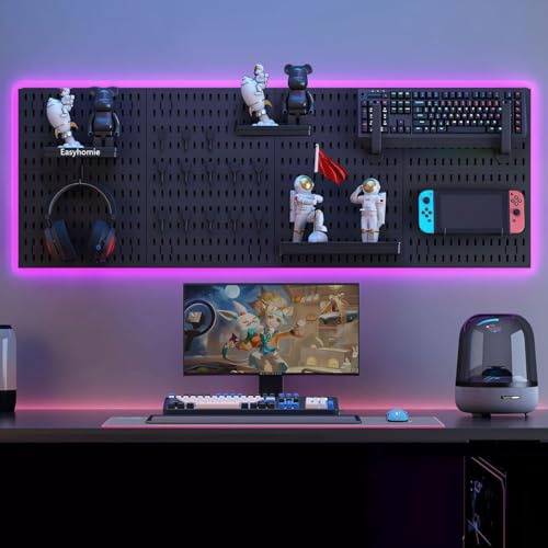 Easyhomie Stecktafel Set mit 4 Stecktafeln (42x30cm) + 20 Zubehör für Raumaufbewahrung, Organisation und Dekoration, Freie Kombination und Einfache Installation (Schwarz)