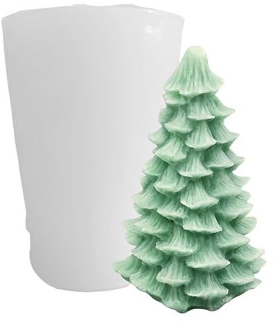Kerzenform Tannenbaum aus Silikon – Flexible Weihnachtsbaum Gießform für DIY-Kerzen, detailreiche Winterform, wiederverwendbar & temperaturbeständig – geeignet für Paraffin, Raps- & Sojawachs