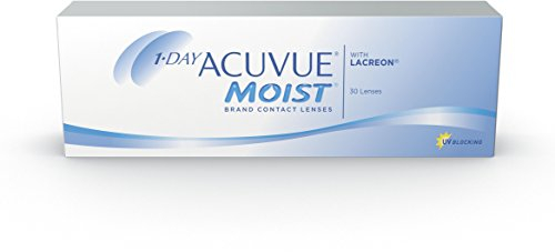ACUVUE MOIST 1-Day Tageskontaktlinsen für empfindliche Augen & Allergiker – Tageskontaktlinsen mit -1 dpt und BC 9 – UV Schutz & Komfortables Tragegefühl – 30 Linsen