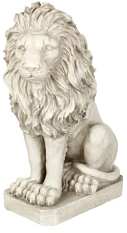 Design Toscano Mansfield Manor Leone Sentinella Statua animale, poliresina, pietra antica, 53,25 cm