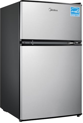Midea WHD-113FSS1 réfrigérateur-congélateur Autonome Noir, Acier inoxydable 87,78 L - Réfrigérateurs-congélateurs (87,78 L, Noir, Acier inoxydable)