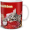 TRIOSK Tasse Katze Frohe Weihnachten mit Weihnachtsmotiv Katzen Spruch Katzenmotiv Geschenk lustig für Katzenliebhaber Frauen Freundin Rot