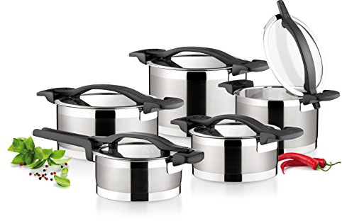 Tescoma 780610 Ultima Batteria, 10 Pezzi, Acciaio, 5.5 l, Grigio/Nero