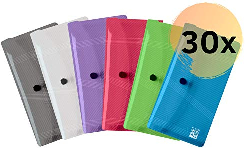 Oxford Dokumententasche mit Druckknopf, Brief-Format, 6 Farben, 30er Pack