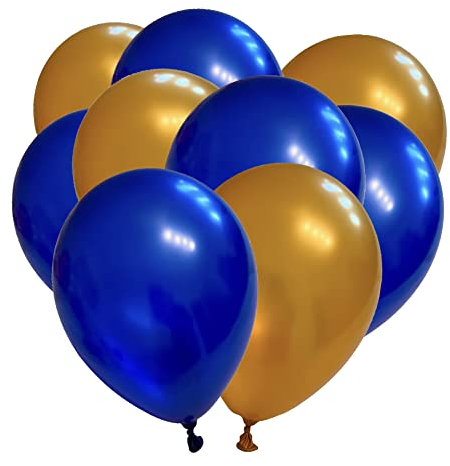 Sachsen Versand 50 blau gold metallic- Luft-Ballons glänzend-metall-Feier-Deco-Geburtstag-Fete-Helium-geeignet EU Ware