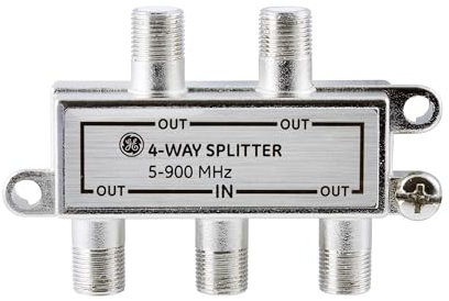 GE Cavo coassiale a 2 Vie, Gamma 5-900 MHz, Compatibile con RG59 RG6 coassiale, Audio, Video, Funziona con TV HD, Cavo, amplificatori, antenne amplificate, Nichel, Resistente alla corrosione