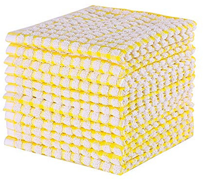 Lot de 12 torchons de cuisine en vrac en coton, 30,5 x 30,5 cm, jaune