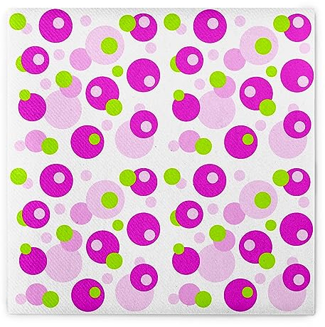 Sovie Home Serviette Bubbles in PINK-GRÜN aus Linclass Airlaid, 40x40cm (20x20cm gefaltet), 1/4 Falz, 12 Stück, Retrodesign Bunte Kreise, saugstark & stoffähnlich - Ideal für Partys
