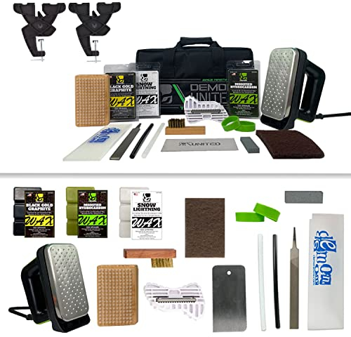 Demon Podium Ski Snowboard Tune Kit w/Iron, Premium Universal Wax Kit 399 Grams, Vise, Waxing Apron & Base Cleaner