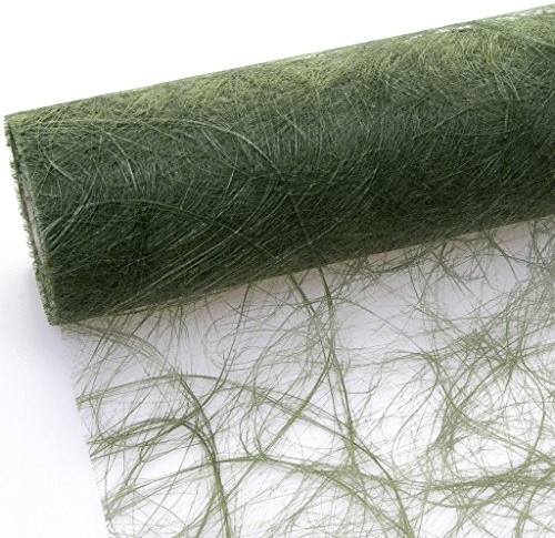 Sizoweb Tischband - 25 Meter Rolle + 100 Deko Sterne in Silber Gratis (30cm Breite, Olive/Moosgrün)