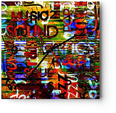 Modern Wanduhr Wörter Tapeten modern 40x40cm Quadrat Groß Wand Uhr Glas Analog Zimmeruhren Küche Büro Wohnzimmer Glasuhr Wall Clock Dekoration Design Wanddekoration Küchenuhr C4AC40x40-2778