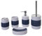 5-teiliges Badset HWC-C73, WC-Garnitur Badezimmerset Badaccessoires, Keramik - blau/weiß