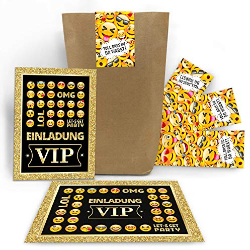 12 Einladungskarten zum Geburtstag Kindergeburtstag VIP Mädchen Jungen Erwachsene incl. 12 Umschläge, 12 Tüten/natur, 12 Aufkleber