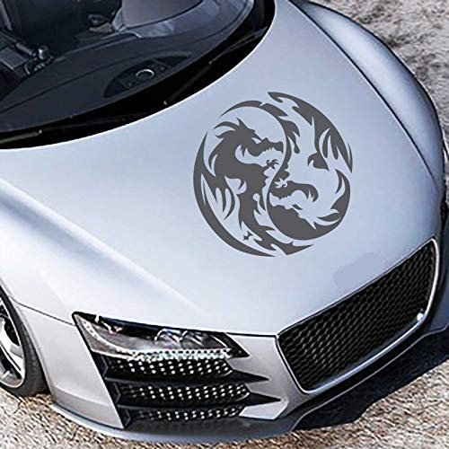 INDIGOS UG - Auto Aufkleber Yin Yang Drache 60cm x 60cm dunkelgrau - Heckscheibenaufkleber - Autoaufkleber lustig - Tuning - Spoiler - Sticker Wohnmobil