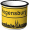JUNIWORDS Emaille-Tasse, Ortsschild Regensburg, Schwarzer Tassenrand
