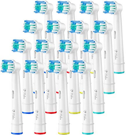 Milos Set di Testine di Ricambio per Spazzolino Elettrico - Confezione da 16 Testine di Ricambio per Spazzolino Elettrico Compatibili con Oral B e Braun - Accessori per la Pulizia Dei Denti
