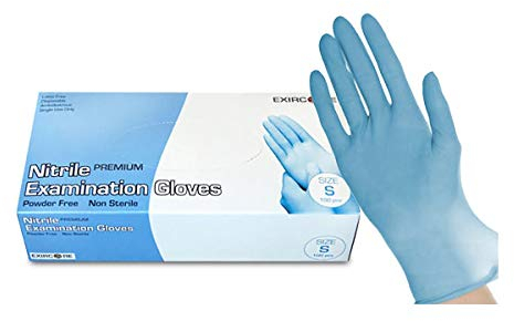 Nitril-Handschuhe 100 Stück in Spender-Box - puderfrei, Nicht steril, beidseitig tragbar - Blau (M))