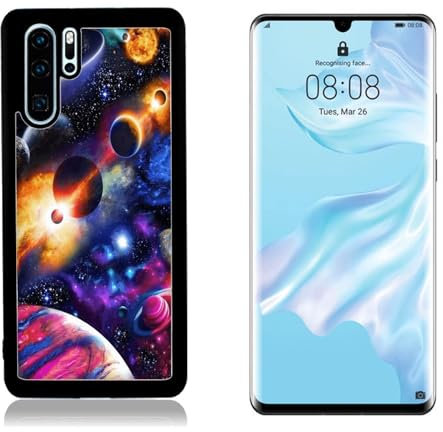 Funda compatible con Huawei P30 Pro Sistema solar Sistema / Parte trasera de cristal con goma en los laterales. / TPU Antideslizante Antiarañazos Resistente a los golpes Protector Rígido Tel...