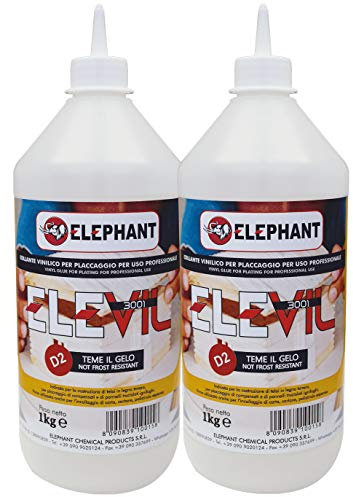 DuoPack | Pegamento vinílico para madera D2 ELEVIL3001 – Super Adhesivo, Cola de Carpintero Profesional 2 x 1 kg