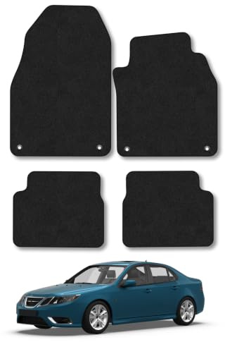 Saab 9-3 (2003-2012) Carpet Car Mats | Black Edge Trim Tailored Fit Floor Mats Full Coverage Protection Accessories Easy Clean Anti Slip Made in the UK